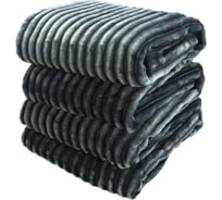 Плед велсофт Полоски, графит, полиэстер 200x220см, 260 г/м ND Home 306811