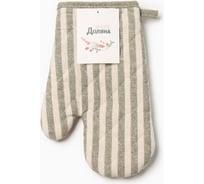 Варежка-прихватка Доляна Полоса зеленый, 25x17 см, 50% п/э, 50% хлопок 10103135