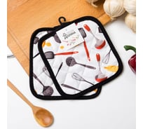 Кухонный набор Поварешка прихватка 16x16 см, 2 шт, 100% п/э Доляна 3840625