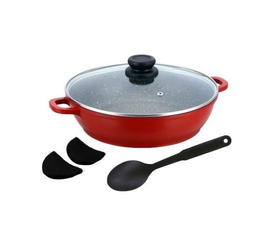 Сотейник Rainstahl RS\SH 5800-32 32 см, 2 цвета, стеклянная крышка, нейлоновая ложка, 2 прихватки (х10) 5800-32RS\SH