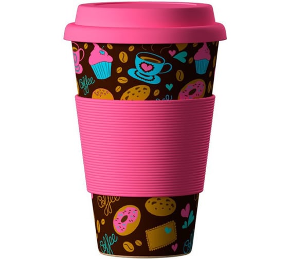 Стакан из бамбукового волокна Areon ЭКО BambooCup, Пончики-Донатс, 400 мл 280-380