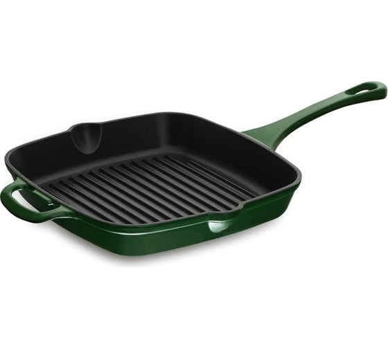 Чугунная сковорода гриль SAVOSA 26x26 см, YT-2626Green AB-YT-2626