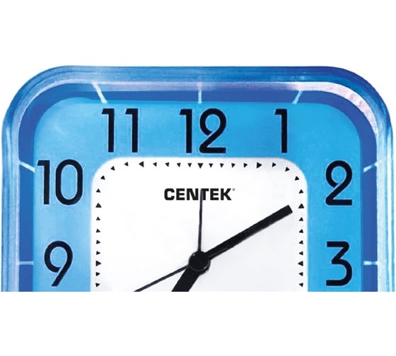 Будильник Centek синий квадрат, большие цифры, шаговый ход, кварцевый механизм CT-7206