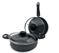 Набор JARKO Жаркий сер гранит: Жаровня 22см со ст.кр., Сковорода 22см со ст.кр., MT-1055