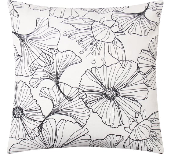Наволочка декоративная Этель Black flowers, 40x40 см, 100% хлопок 10217011