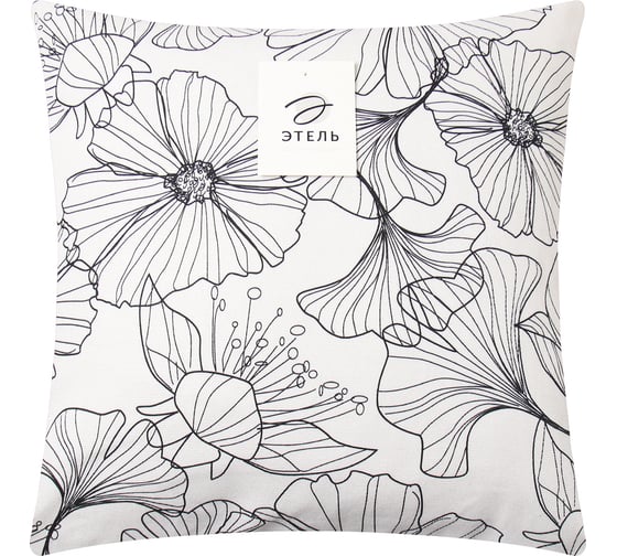 Наволочка декоративная Этель Black flowers, 40x40 см, 100% хлопок 10217011