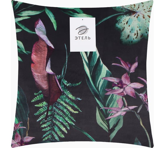 Чехол на подушку Этель Tropical leaves 45x45 см, 100% п/э, велюр 10068673