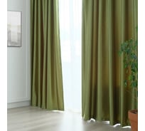 Портьерная штора Этель 135x260 см, фисташковый, глянцевая, краше, 100% полиэстер 1696645