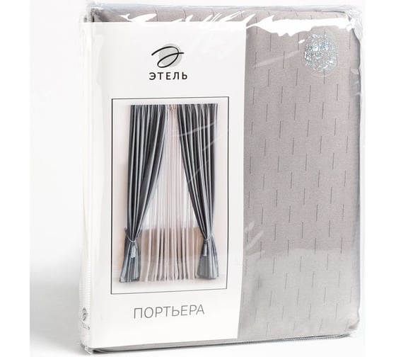 Портьерная штора Этель Штрихи серый, на шторной ленте, 250x265 см, 100% полиэстер 5800386