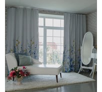 Портьерная штора Этель Акварель синий, 250x265 см, 210 г/м2, 100% полиэстер 4292665