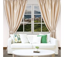 Портьерная штора Этель 135x250 см, светло-бежевый, глянцевая, краше, 100% полиэстер 1696641