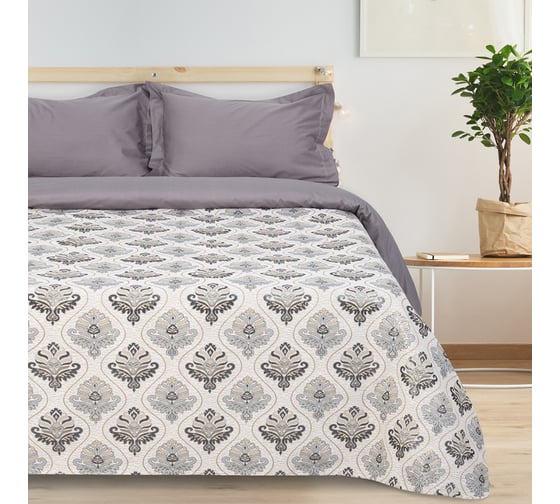 Гобеленовое покрывало Этель Барокко серебрянный, 140x200 см, 450 г/м2, 20% хлопок, 80% полиэстер 4616857