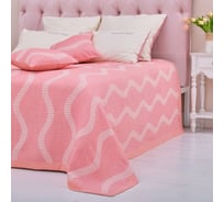 Хлопковое покрывало Этель Волны 150x240 см, розовый, 100% хлопок, 300 г/м2 7548529