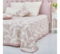 Хлопковое покрывало Этель Перья 200x240 см, бежевый, 100% хлопок, 300 г/м2 7548515