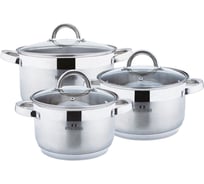 Набор посуды Bella Cucina 6 предметов, 3,9 л, 5,1 л, 6,6 л, нержавеющая сталь BC-2030 2030-BC