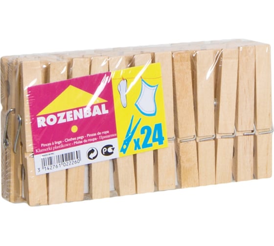 Деревянные прищепки ROZENBAL 24шт, набор 3 шт. R102226/3