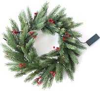 Еловый венок с ягодами и гирляндой NEON-NIGHT диам. 45 см 307-150