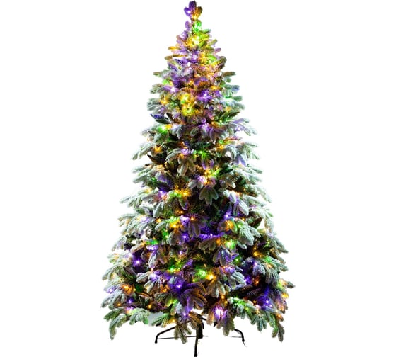 Ель CRYSTAL TREES Власта заснеженная с вплетенной гирляндой 210 см KP6121