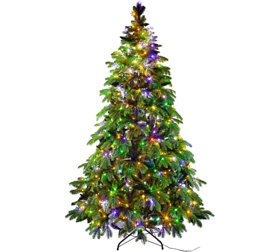 Ель CRYSTAL TREES Власта зеленая с вплетенной гирляндой, 210 см KP6021