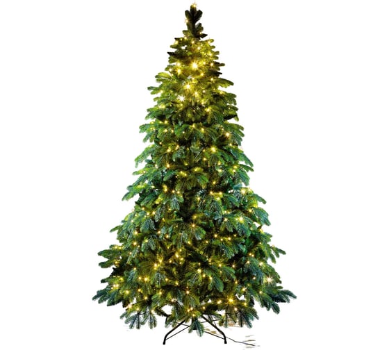 Ель CRYSTAL TREES Власта зеленая с вплетенной гирляндой, 210 см KP6021