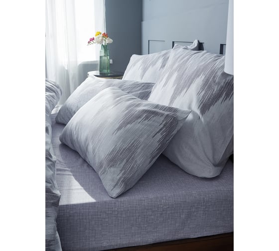 Комплект постельного белья Guten Morgen Silver, поплин, рис.1111, евро, с наволочками 70x70 см GMП-1111-220-240-70