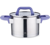 Кастрюля Lara нерж. ЛАВАНДА 3,8л, 20см, индукц. дно, soft touch, стекл. крышка, слив.3 6мм LR02-253