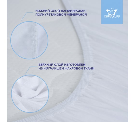 Наматрасник KUPU-KUPU VIOLETT AQUA с бортом 90x200x30 см PVA-90