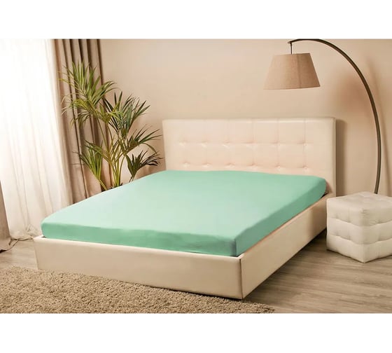 Простыня на резинке KUPU-KUPU VIOLETT 200x200x25 см, трикотажная, ментол KPV-200/ментол 1