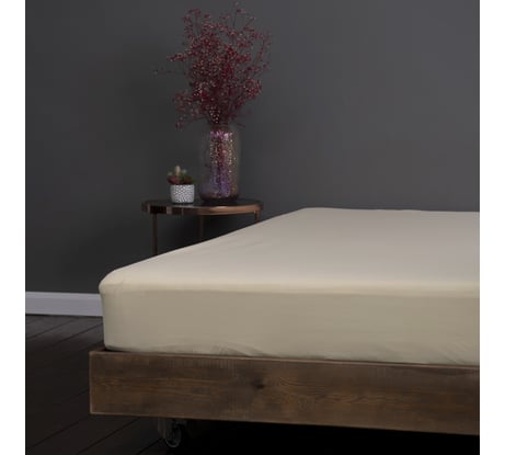 Простыня на резинке KUPU-KUPU VIOLETT 90x200x25 см, трикотажная, экрю KPV-90/экрю