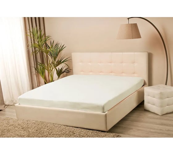 Простыня на резинке KUPU-KUPU VIOLETT 200x200x25 см, трикотажная, белый KPV-200/белый 1