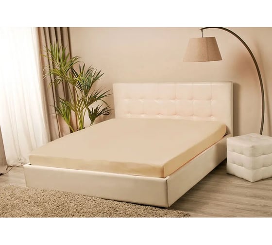 Простыня на резинке KUPU-KUPU VIOLETT 120x200x25 см, трикотажная, бежевый KPV-120/бежевый 1