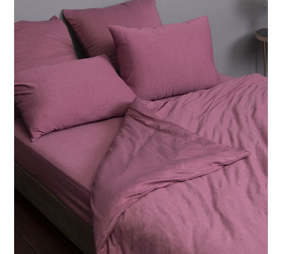 Простыня на резинке KUPU-KUPU VIOLETT 120x200x25 см, трикотажная, марсала меланж KPM-120/марсала меланж