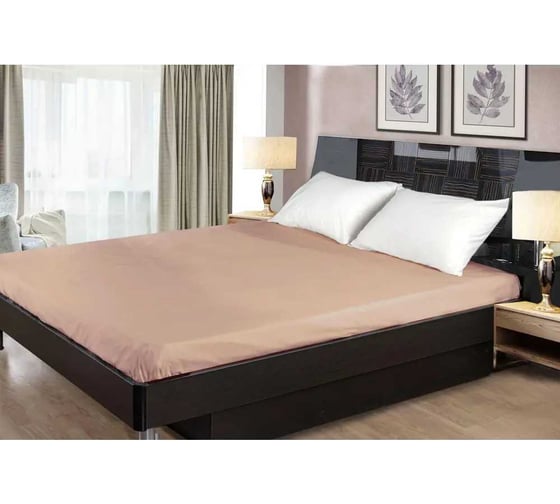 Простыня на резинке Primavelle 160x200 см, сатин, св.коричневый 114911406-сг07 1