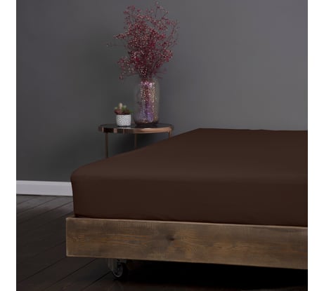 Простыня на резинке KUPU-KUPU VIOLETT 90x200x25, трикотажная, шоколад KPM-90/шоколад