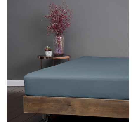 Простыня на резинке KUPU-KUPU VIOLETT 120x200x25, трикотажная, голубая ель KPM-120/голубая ель