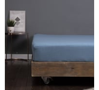 Простыня на резинке KUPU-KUPU VIOLETT 180x200x25, трикотажная, голубая ель меланж KPM-180/гол.ель меланж