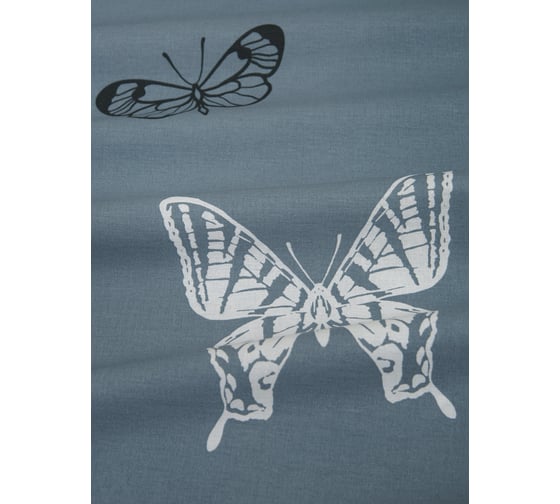 Комплект постельного белья Guten Morgen бязь, рис.1074, Black and White Butterflies, 1.5 спальный, с наволочкой 50x70 см D-1074-143-150-50