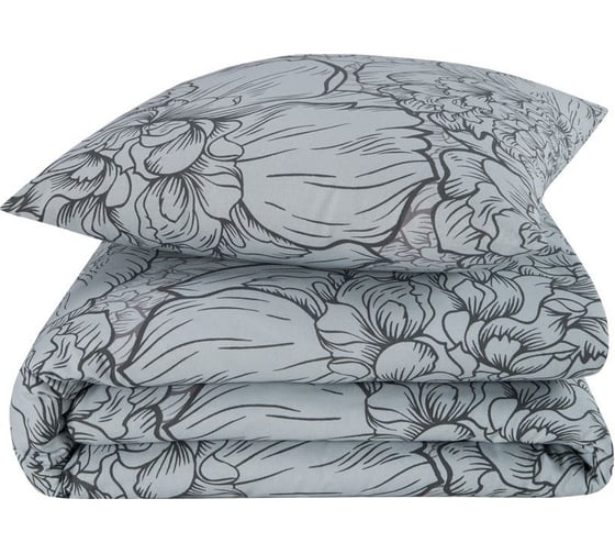 Комплект постельного белья Guten Morgen бязь, рис.1075, Twilight peonies, 1.5 спальный, с наволочкой 50x70 см D-1075-143-150-50