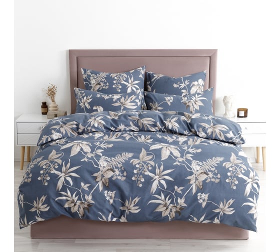 Комплект постельного белья Guten Morgen бязь, рис.1137, Flower vines, 2 спальный Макси, с наволочкой 70x70 см ПБ-1137-175-200-70