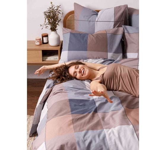 Комплект постельного белья Guten Morgen бязь, рис.1136, Cozy evening, 1.5 спальный, с наволочкой 50x70 см ПБ-1136-143-150-50