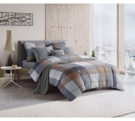 Комплект постельного белья Guten Morgen бязь, рис.1136, Cozy evening, 2 спальный Макси, с наволочкой 50x70 см ПБ-1136-175-200-50