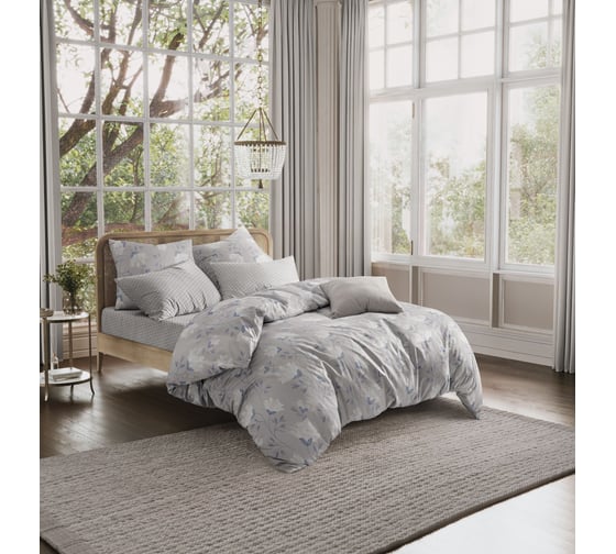 Комплект постельного белья Guten Morgen бязь, рис.1138, White Lily, дуэт, с наволочкой 70x70 см ПБ-1138-143-240-70
