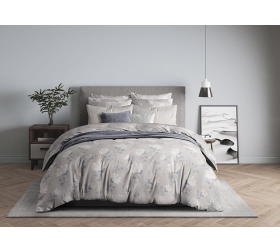 Комплект постельного белья Guten Morgen бязь, рис.1138, White Lily, евро, с наволочкой 70x70 см ПБ-1138-200-200-70 1