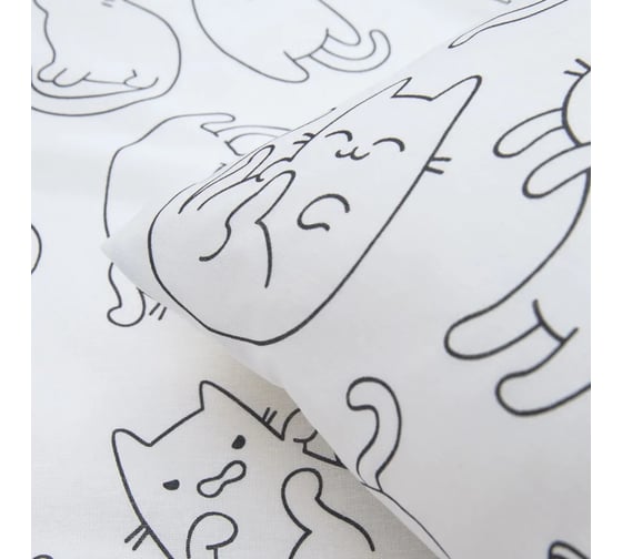 Комплект постельного белья Guten Morgen бязь, рис.1145, Cat party, 1.5 спальный, с наволочкой 70x70 см ПБ-1145-143-150-70
