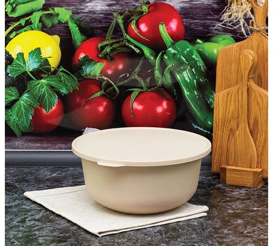 Миска IDEA ТЭСТИ 4,3 л, с крышкой, латте М 1364