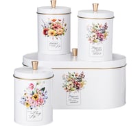 Набор Agness floral mood 2в1 хлебница 34x20x18 см, банка для сыпучих 12x17,5 см 3 шт 790-377