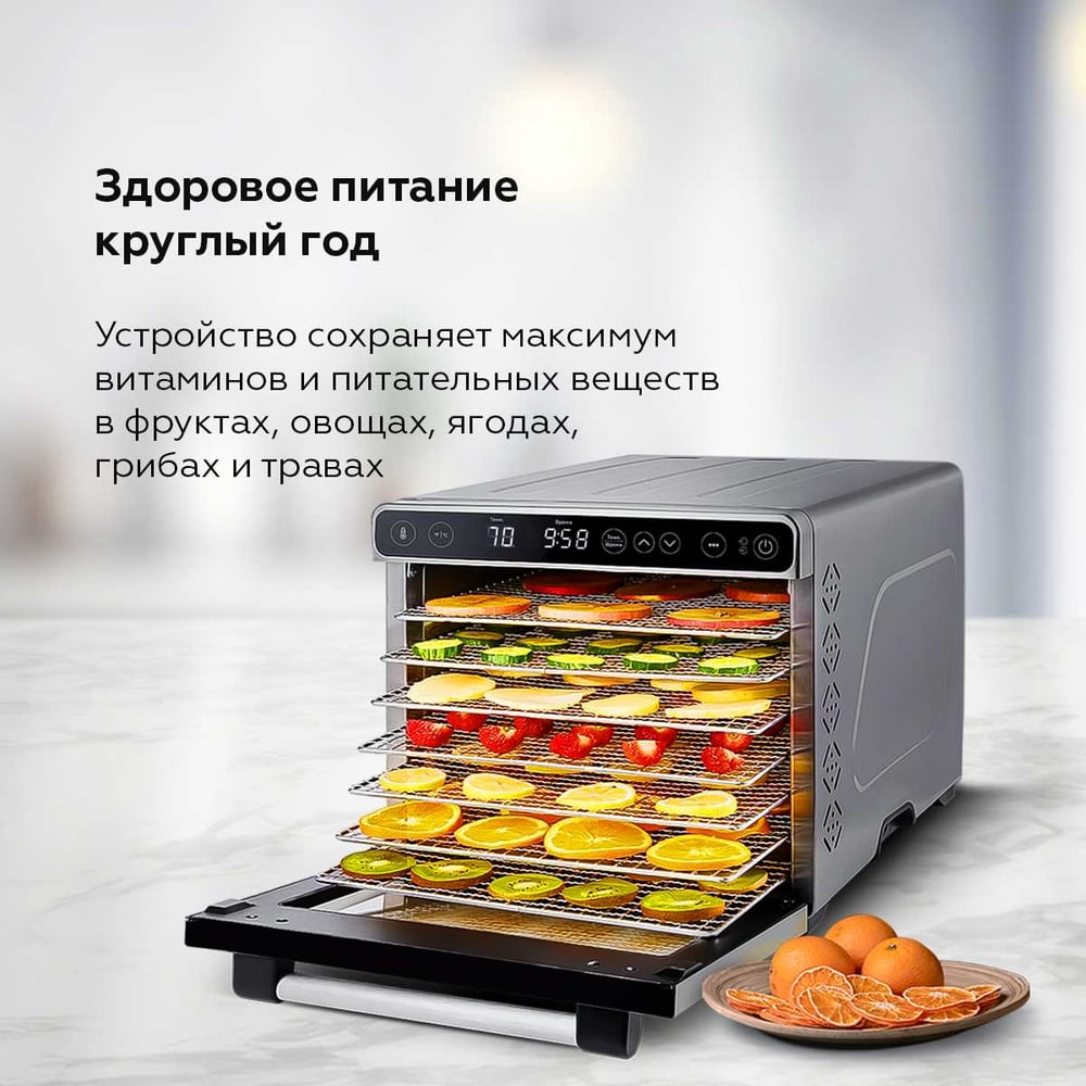 Сушилка для овощей и фруктов FD1007 Сталь BQ 86202119 - выгодная цена,  отзывы, характеристики, фото - купить в Москве и РФ