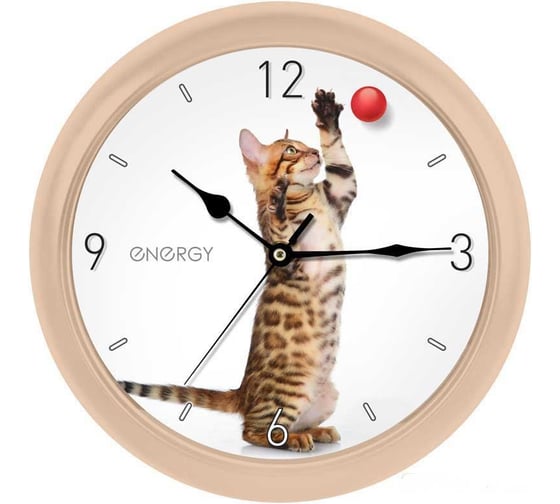 Настенные кварцевые часы Energy модель ЕС-113, кот, 009486