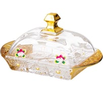 Масленка Lefard gold glass 17,5x10,5 см. высота=9 см. + нож 195-217