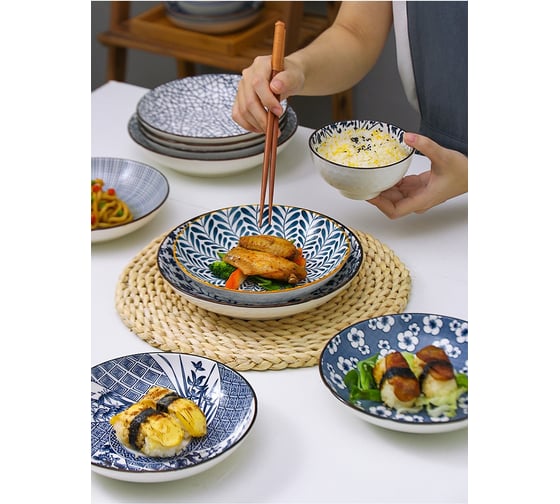 Тарелка Homium Japanese Collection, Очарование, цвет белый/синий, D20см platejcnew24wblue